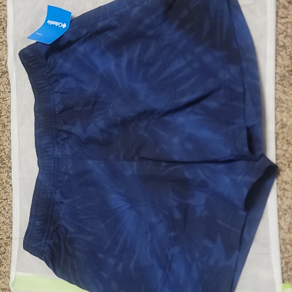 COLUMBIA WOMEN'S SANDY RIVER II PRINTED SHORTS: BLACK/BLUE: NWT: SZ XS